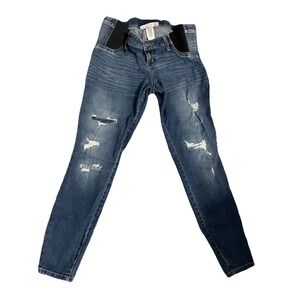 Liz Lange Maternity Ankle Skinny Jeans Womens Size Small Blue Dark Wash Denim